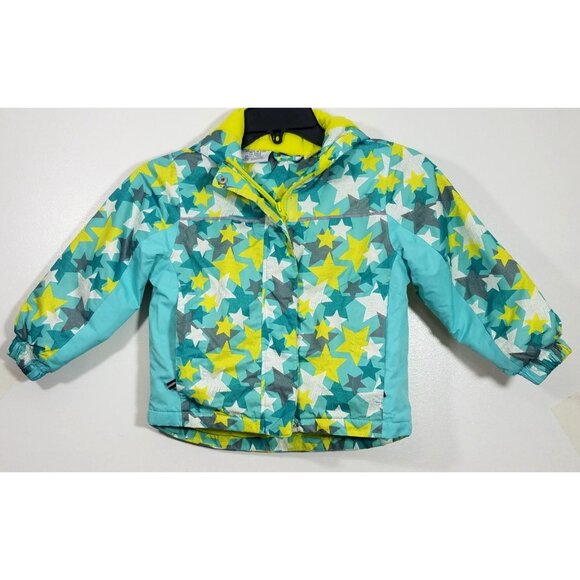 Lupilu Kids Insulated Rain  Jacket Hooded Star Patterned Blue Green Water-proof - Picture 1 of 12